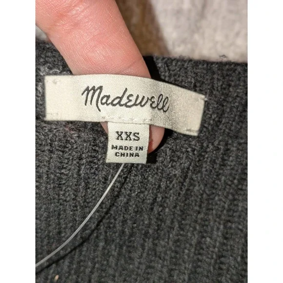 Madewell XXS Black‎ Sweater Square Neck Ribbed Knit Balloon Long Sleeve NWT $118 - Picture 6 of 12